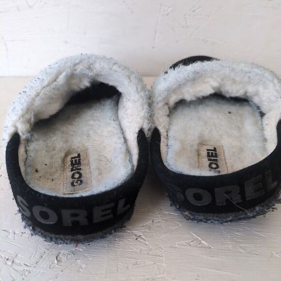 Sorel Nakiska Slide II Slippers Women's Sz 7 Black Faux Suede Slip On - Picture 3 of 7